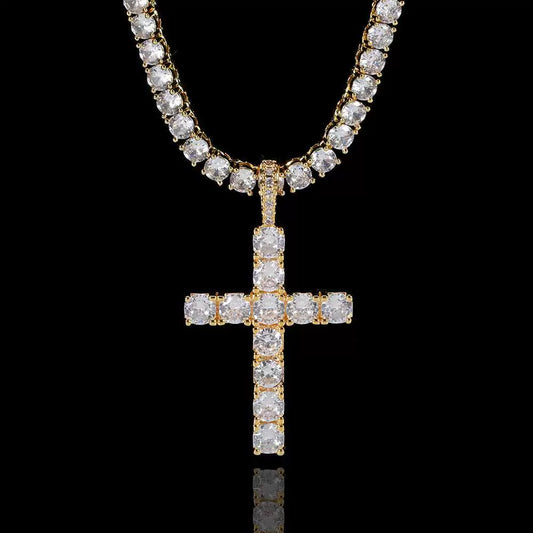 The Iced Cross – 5A Cubic Zirconia Pendant - Ice Grind