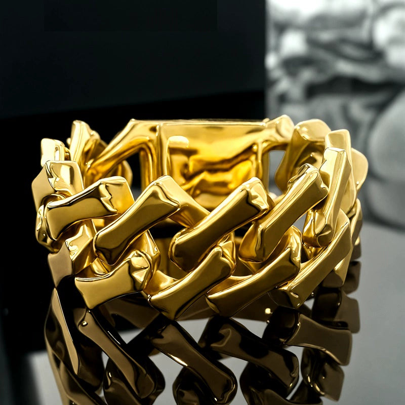 32MM Iced Out Mega Cuban Bracelet – 18K Gold Finish - Ice Grind