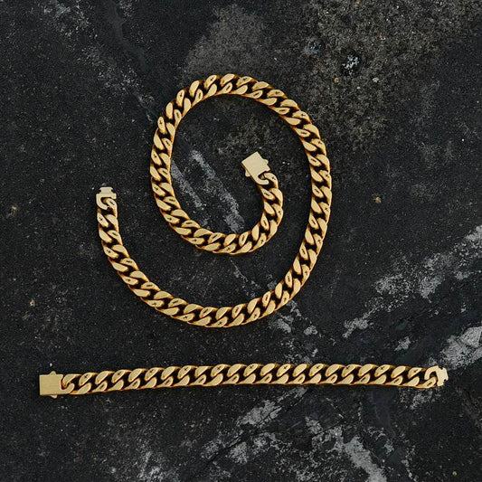 12MM Gold Cuban Chain - Ice Grind