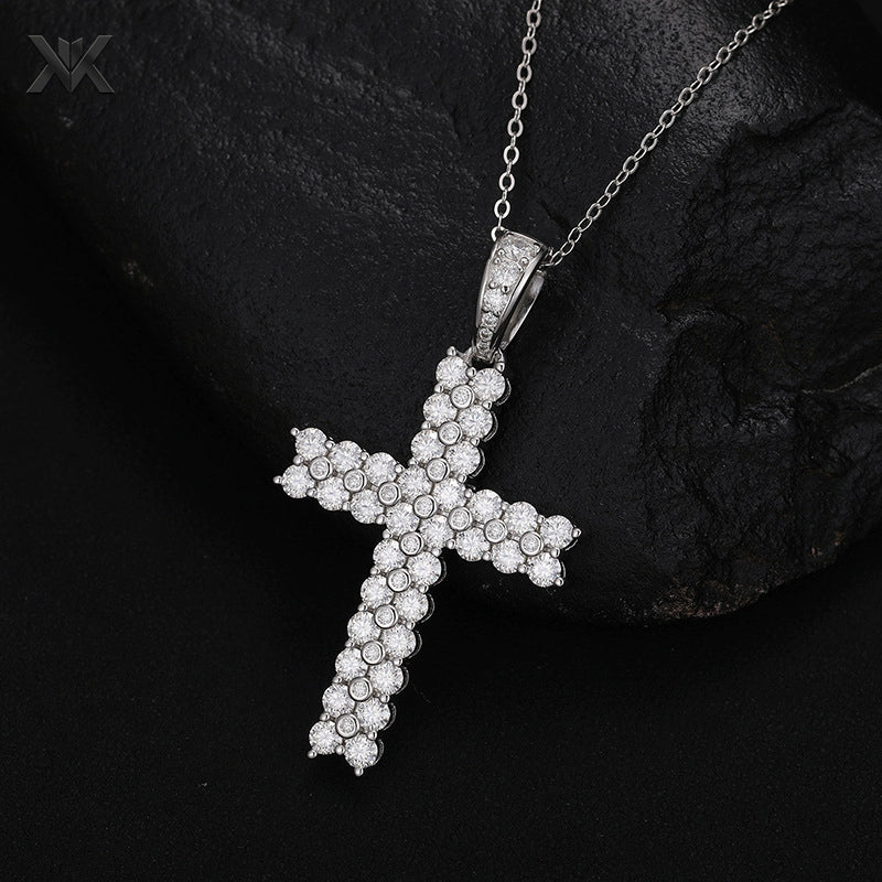 S925 Moissanite Cross Pendant - Ice Grind