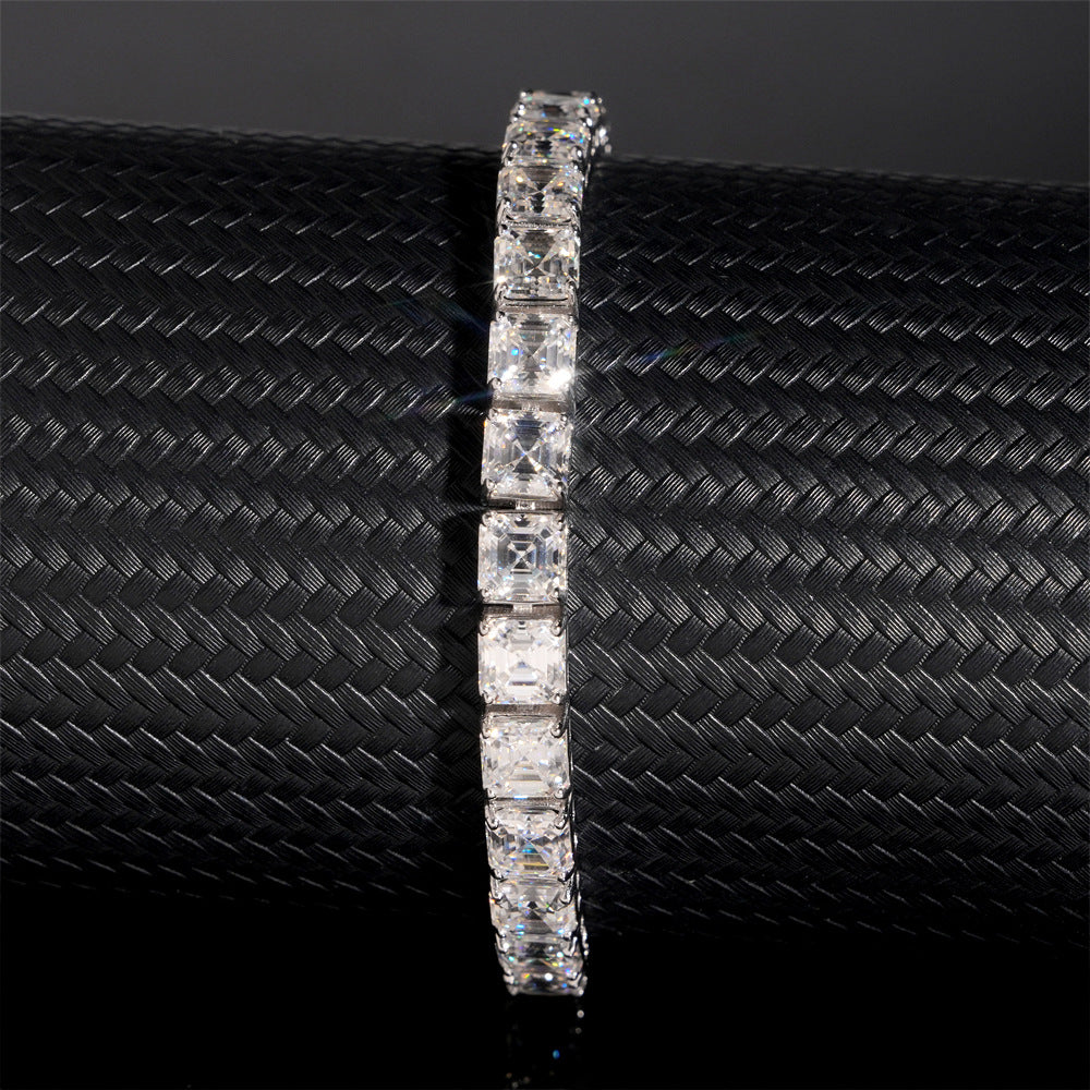 5MM Moissanite Tennis Chain - 0.8CT Asscher VVS Silver