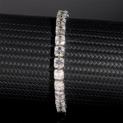 5MM Moissanite Tennis Chain - 0.8CT Asscher VVS Silver