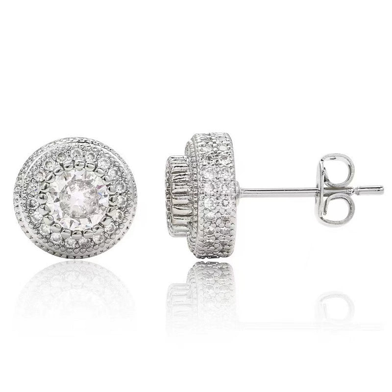 Round Zirconia Earrings - Ice Grind