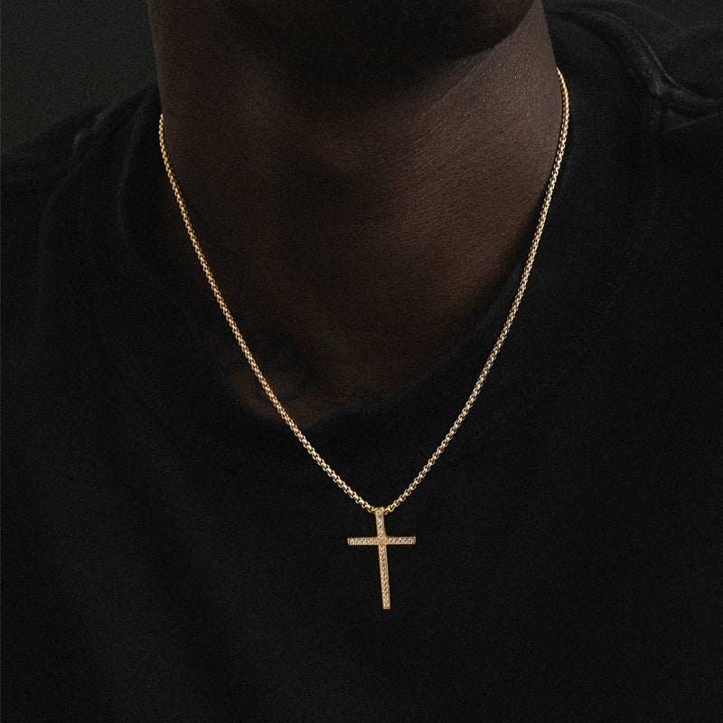 Micro Cross Drip Pendant - Ice Grind