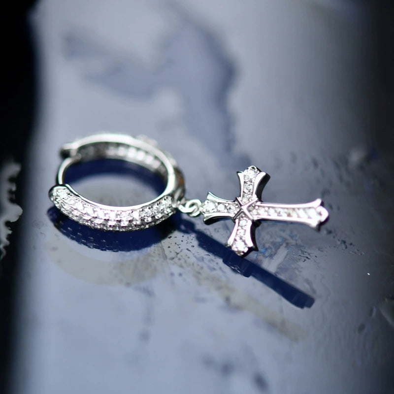 S925 Cross Earrings - Ice Grind