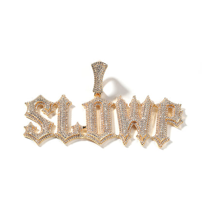 Gold Custom Name Pendants - Iced Out Gothic Name Design
