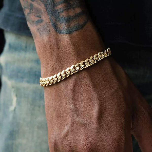 8MM Gold Cuban Link Bracelet - Sleek Polished Links