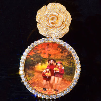 Custom Rose Iced Photo Pendant