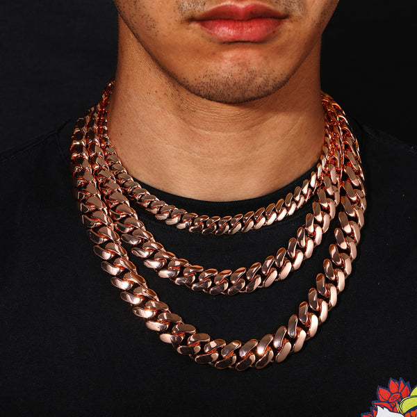 20MM Rose Gold Miami Cuban Link Chain - Wide Cuban Chain for Men