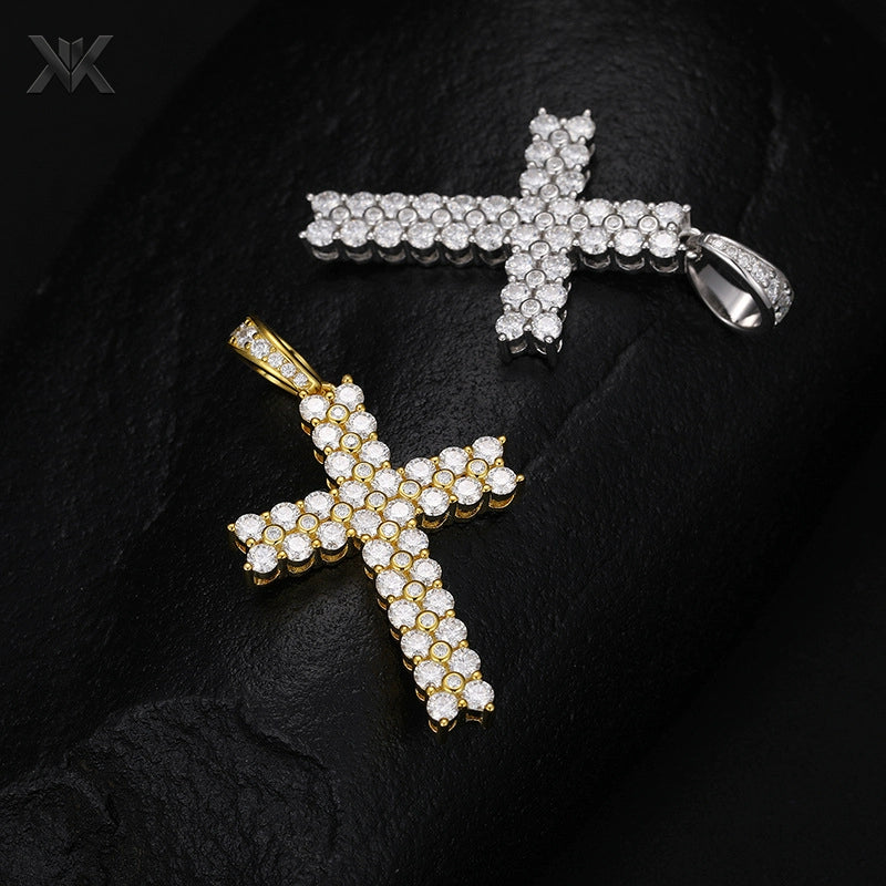 S925 Moissanite Cross Pendant - Ice Grind