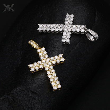 S925 Moissanite Cross Pendant - Ice Grind