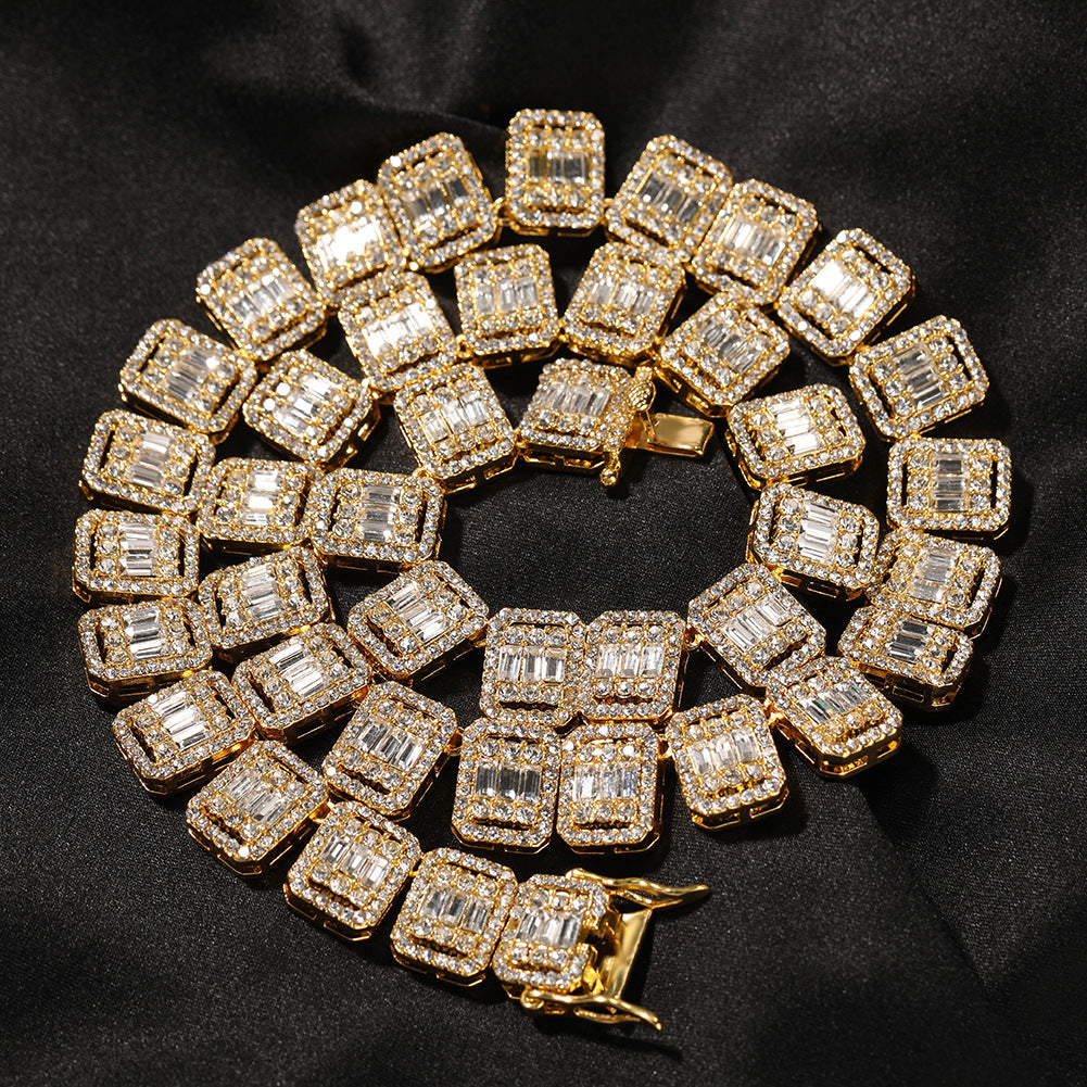 13MM Gold Tennis Chain - Men's Chain with Baguettes