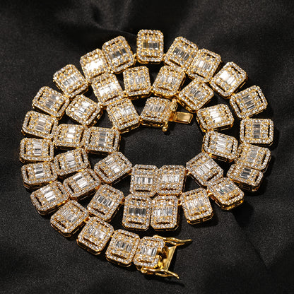 13MM Gold Tennis Chain - Men's Chain with Baguettes