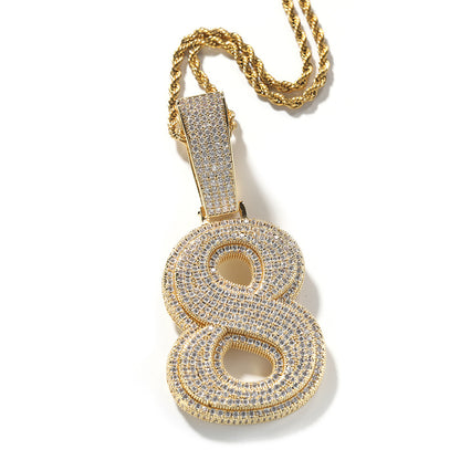 Custom Iced Number Pendant