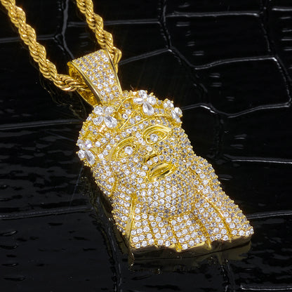 Iced Crown Jesus Pendant