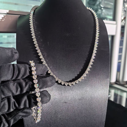 5MM Moissanite Tennis Chain - Heart Cut VVS S925 Silver