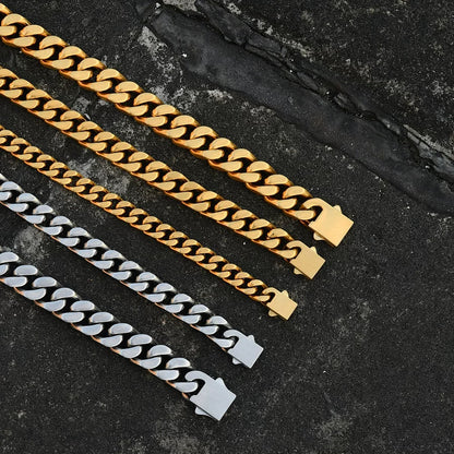 10MM Gold Cuban Link Bracelet - Smooth Matte Links