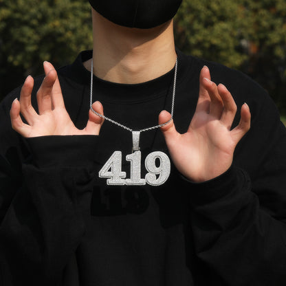 Custom Iced Number Pendant