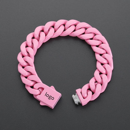 13MM Cuban Link Bracelet - High-Gloss Color Links
