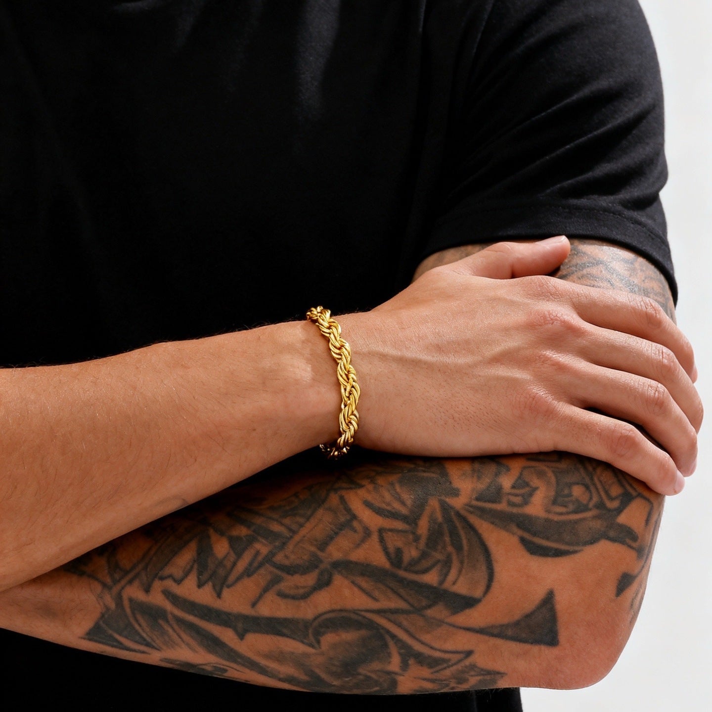 7MM Gold Rope Bracelet - Classic Rope Twist