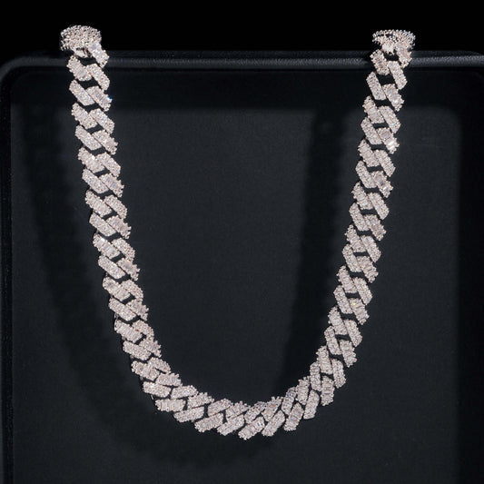 8MM Moissanite Cuban Link Chain - Twin Row VVS Ice S925 Silver