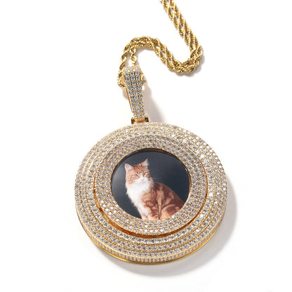 Gold Picture Pendant - Heavyweight Rotating Photo Disc