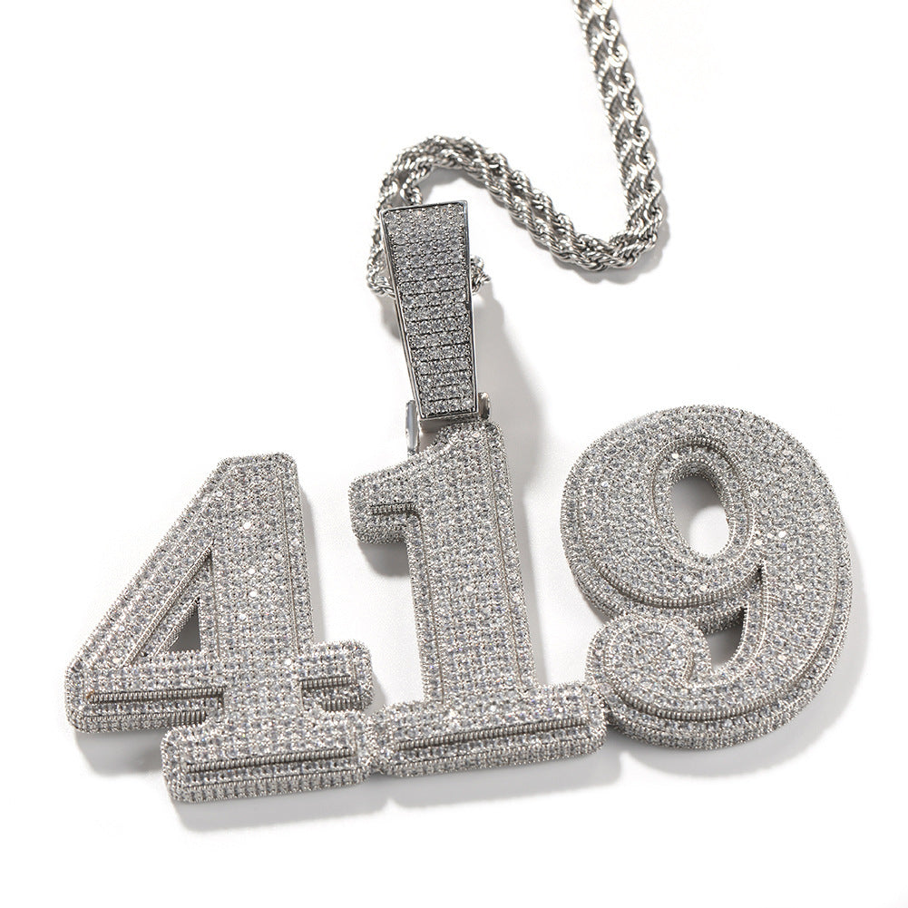 Custom Iced Number Pendant
