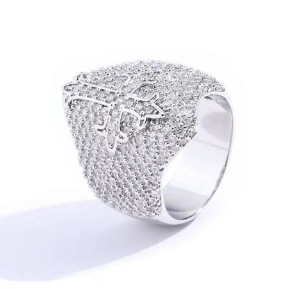 Cross Zirconia Ring - Ice Grind