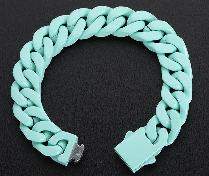 13MM Cuban Link Bracelet - High-Gloss Color Links