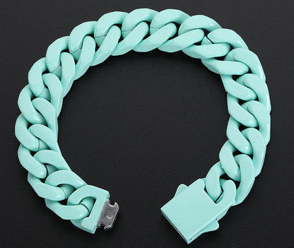 13MM Cuban Link Bracelet - High-Gloss Color Links