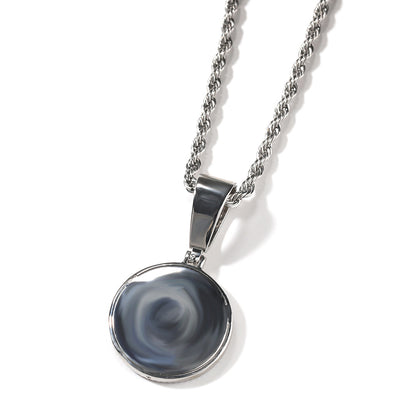 White Gold Compass Pendant - Blue Star Roman Medallion
