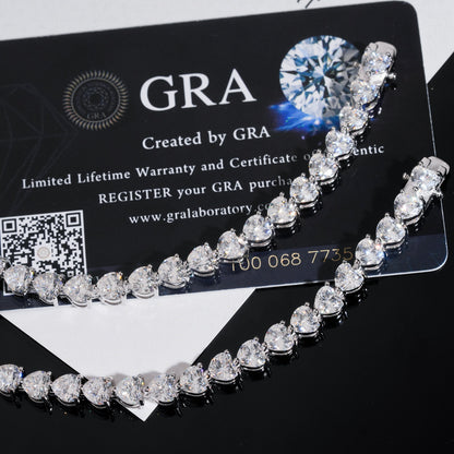 5MM Moissanite Tennis Chain - Heart Cut VVS S925 Silver
