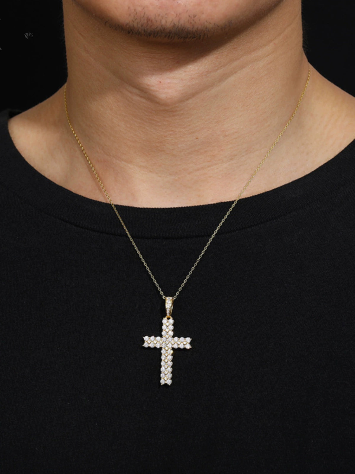 S925 Moissanite Cross Pendant - Ice Grind
