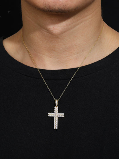 S925 Moissanite Cross Pendant - Ice Grind