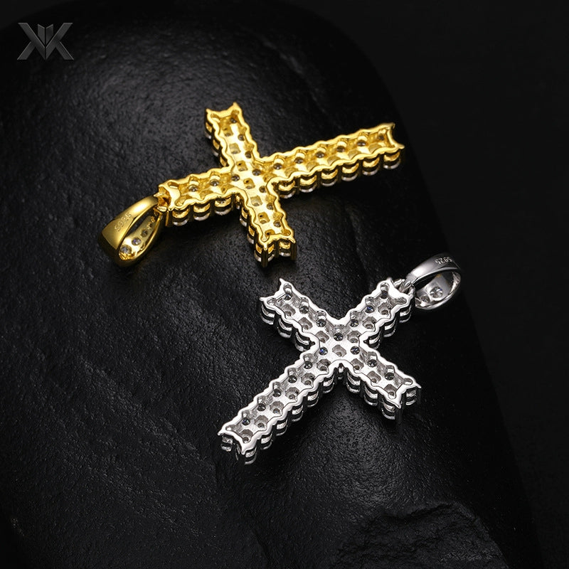 S925 Moissanite Cross Pendant - Ice Grind