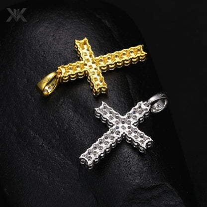 S925 Moissanite Cross Pendant - Ice Grind