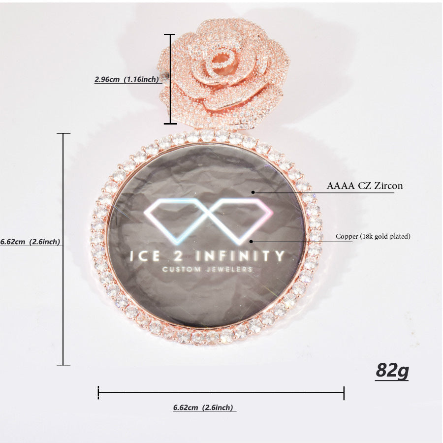 Custom Rose Iced Photo Pendant