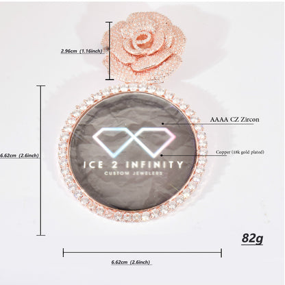 Custom Rose Iced Photo Pendant