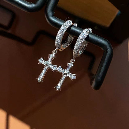 S925 Cross Earrings - Ice Grind
