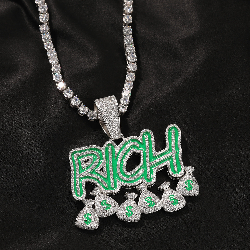White Gold Rich Pendant - Night Glow Money Bag Drops
