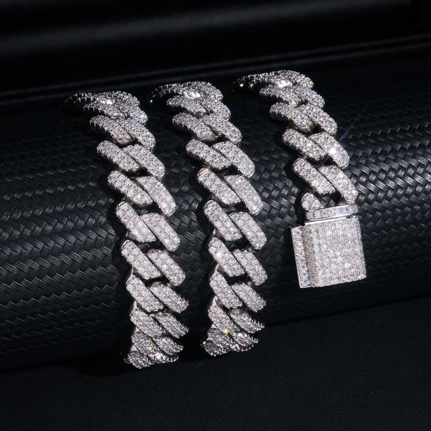 14MM Moissanite Cuban Link Chain - Trapezoid Iced VVS S925