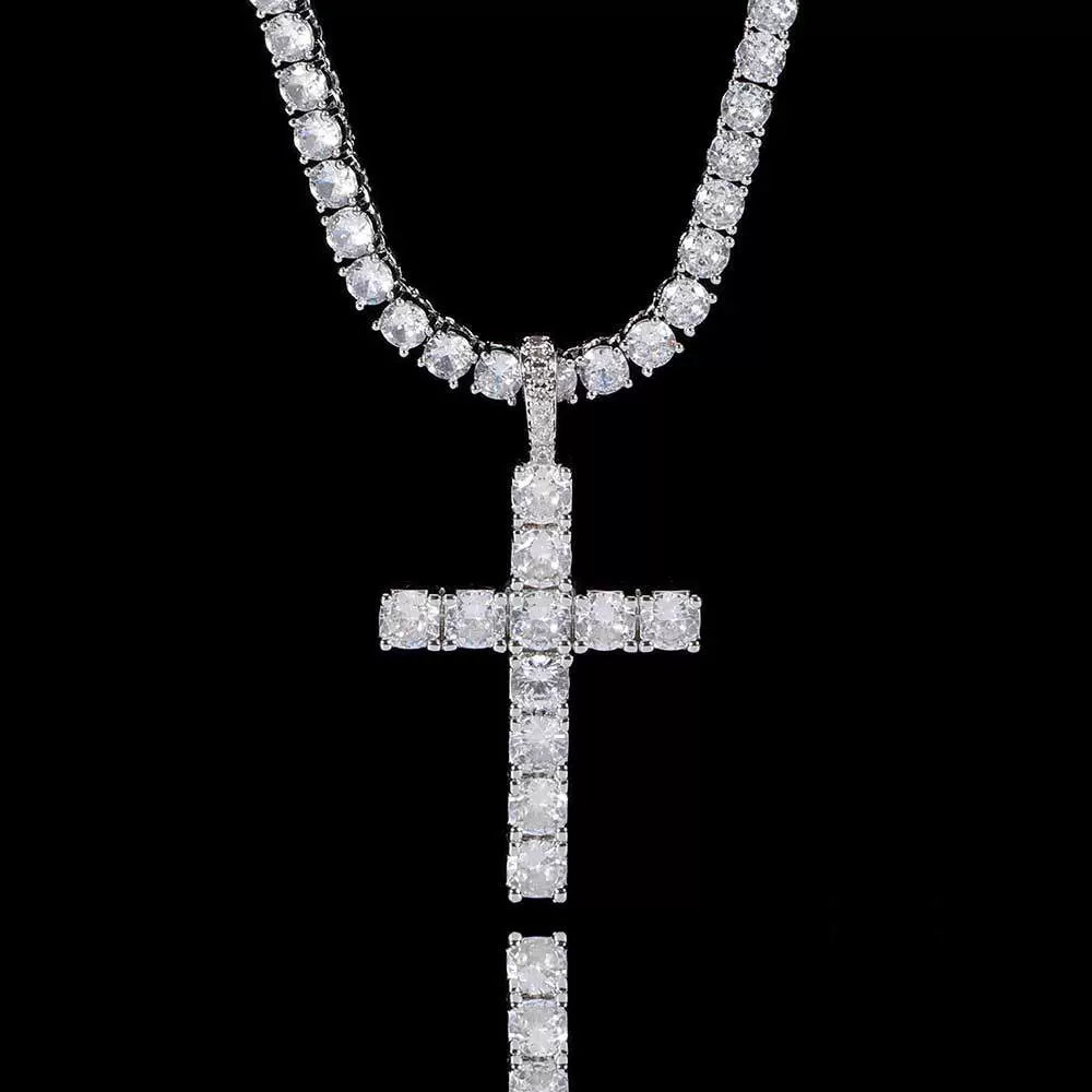 The Iced Cross – 5A Cubic Zirconia Pendant - Ice Grind
