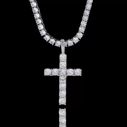 The Iced Cross – 5A Cubic Zirconia Pendant - Ice Grind