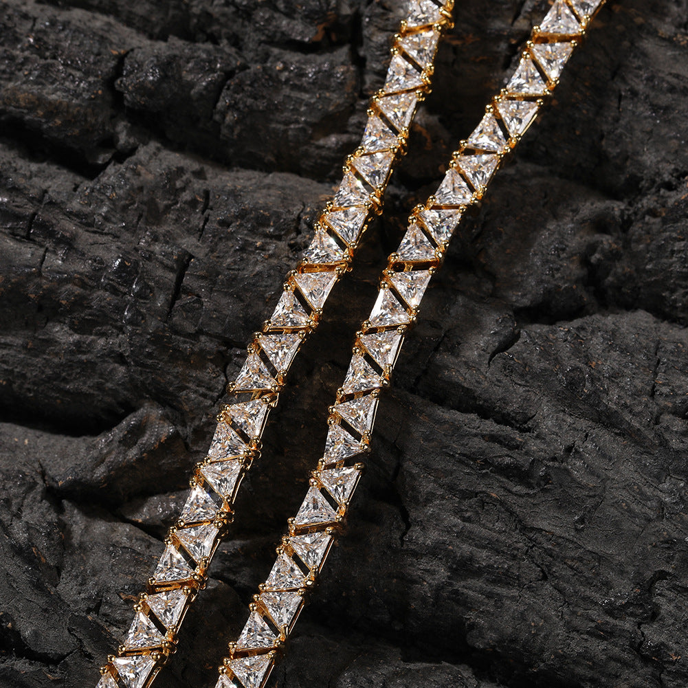 5MM Gold Pyramid Tennis Chain - Men's Gold Chain