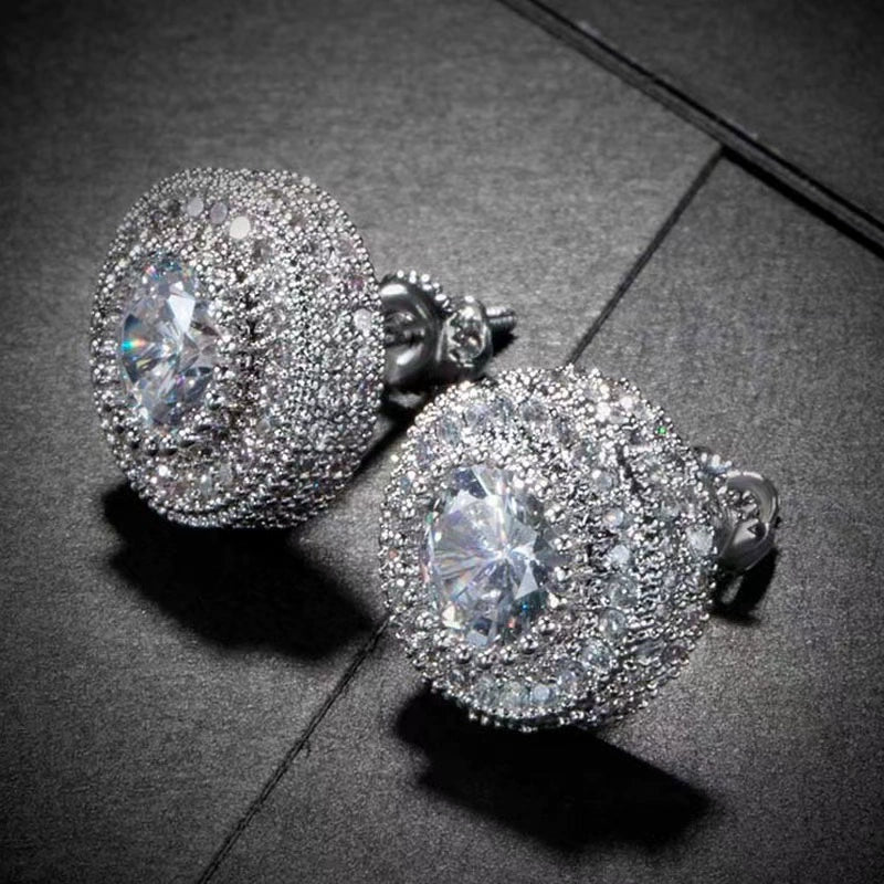Round Zirconia Earrings - Ice Grind