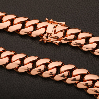 14MM Rose Gold Miami Cuban Link Chain - Bold Cuban Chain