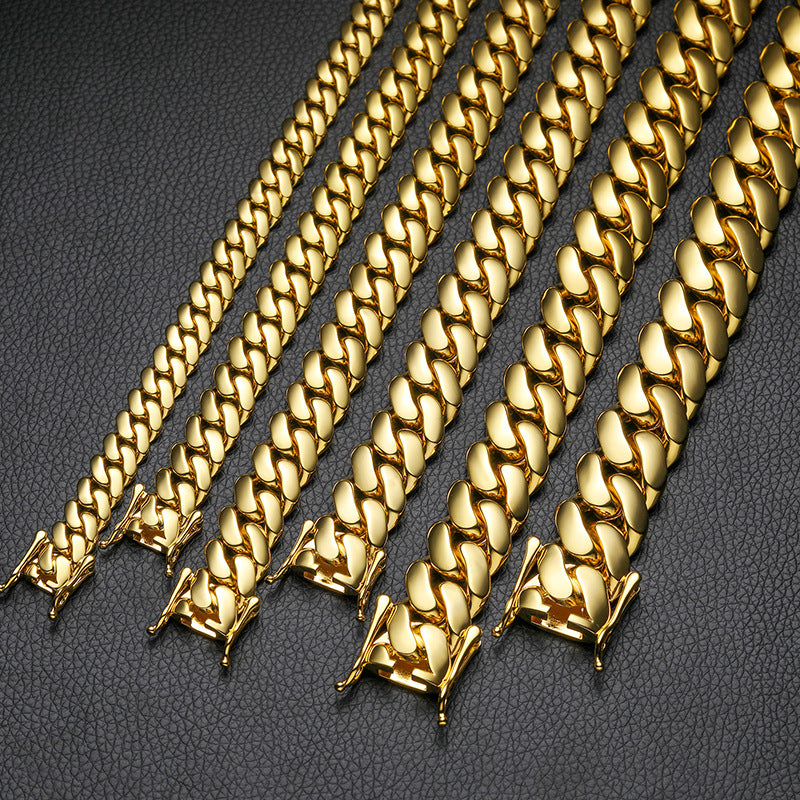 16MM Gold Miami Cuban Link Chain - High Polish Heavy Links
