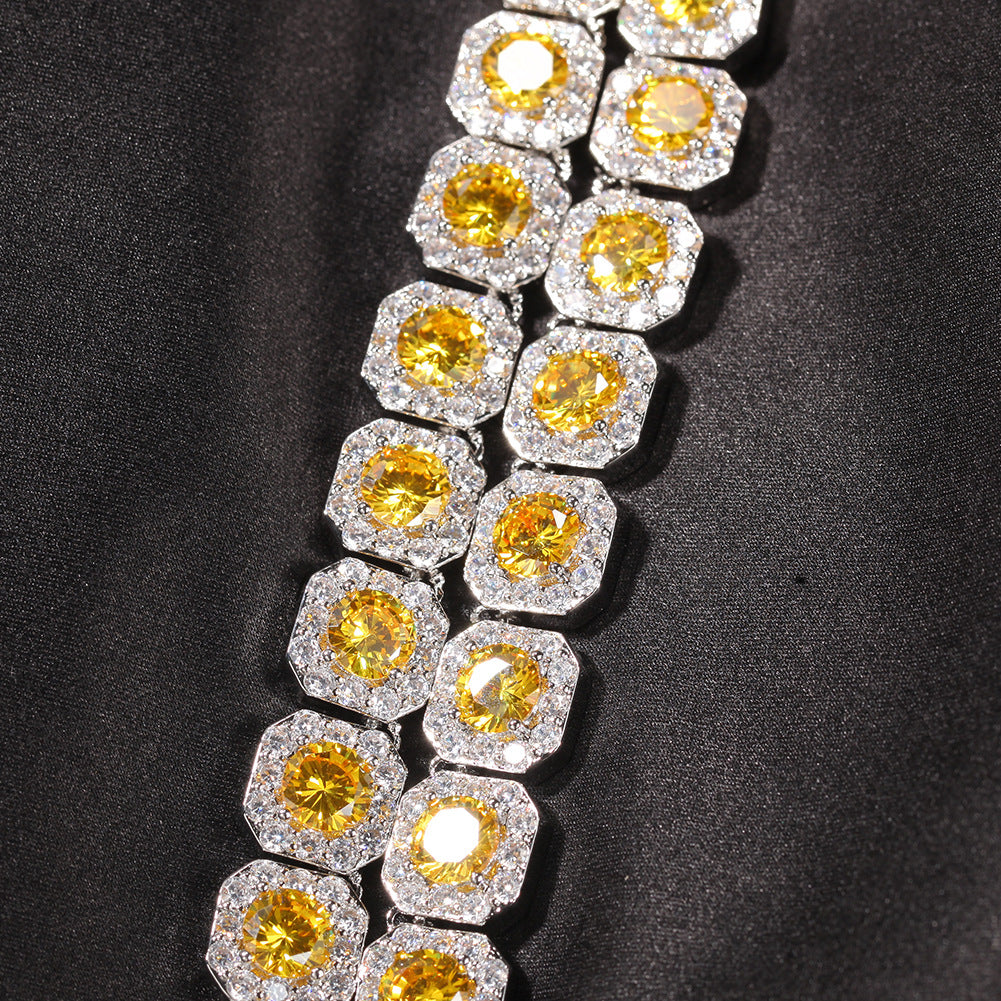 12MM Gold Tennis Chain - Men’s Iced Yellow Diamond Chain