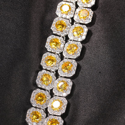 12MM Gold Tennis Chain - Men’s Iced Yellow Diamond Chain