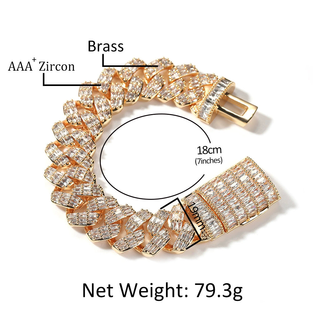 19MM Empire Baguette Cuban Bracelet